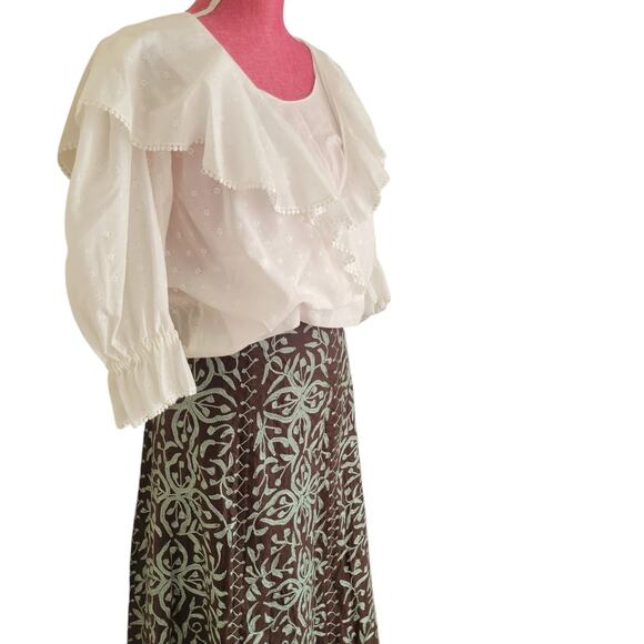 Soft Surroundings Maxi Skirt Cotton Embroidered  Coastal Boho western  Indie - Picture 8 of 13